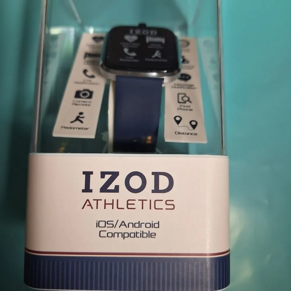 IZOD Unisex Smart Watch Plastic Strap in Silver and Navy One Size